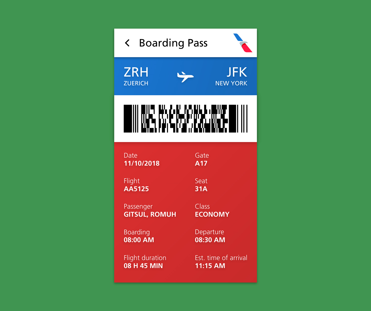 Daily UI #024 – Boarding Pass