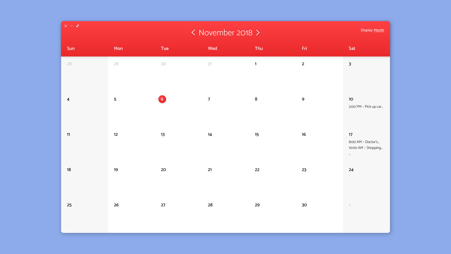 Daily UI #038 – Calendar (1/2)