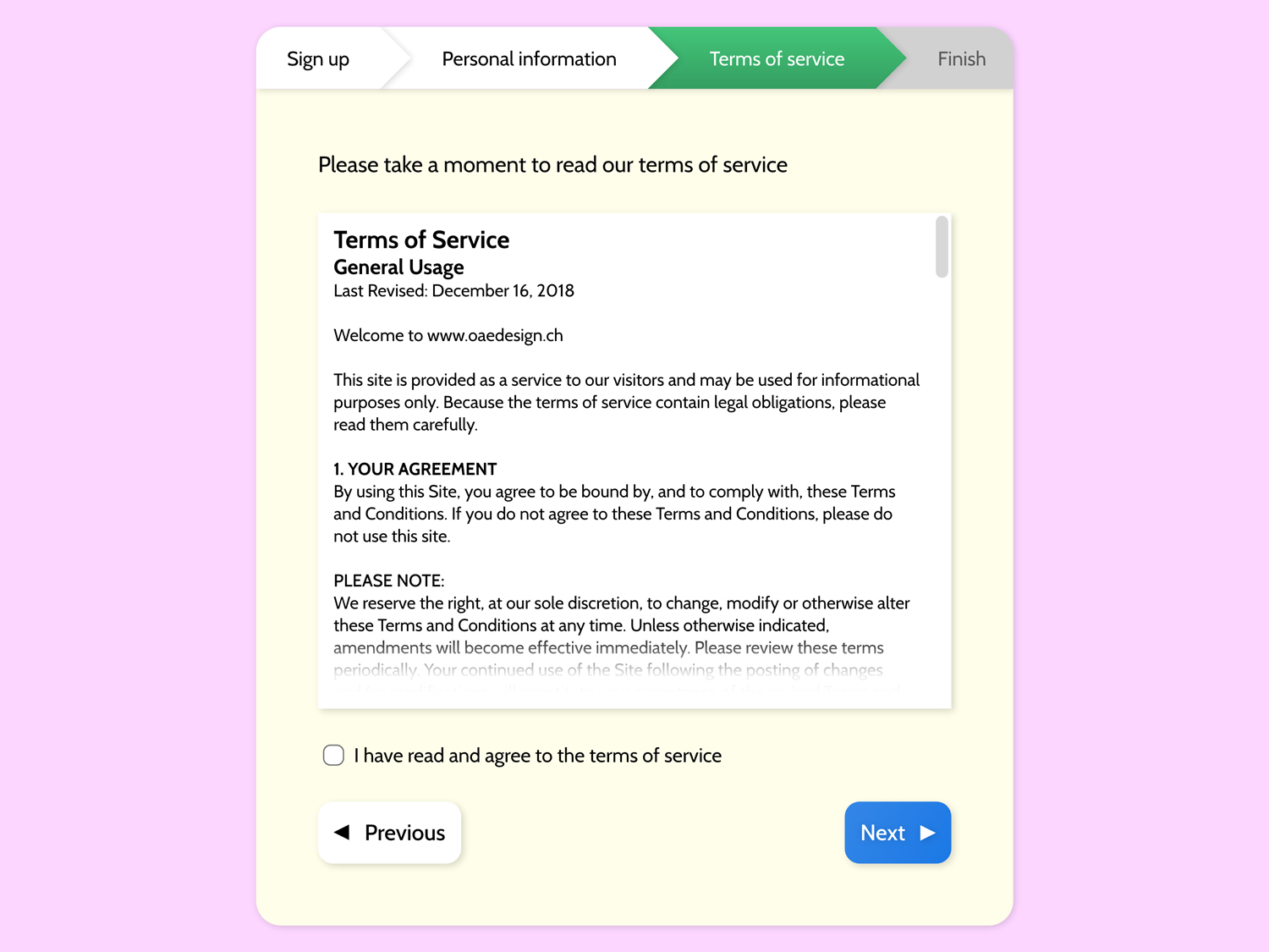 Daily UI #089 – Terms of Service